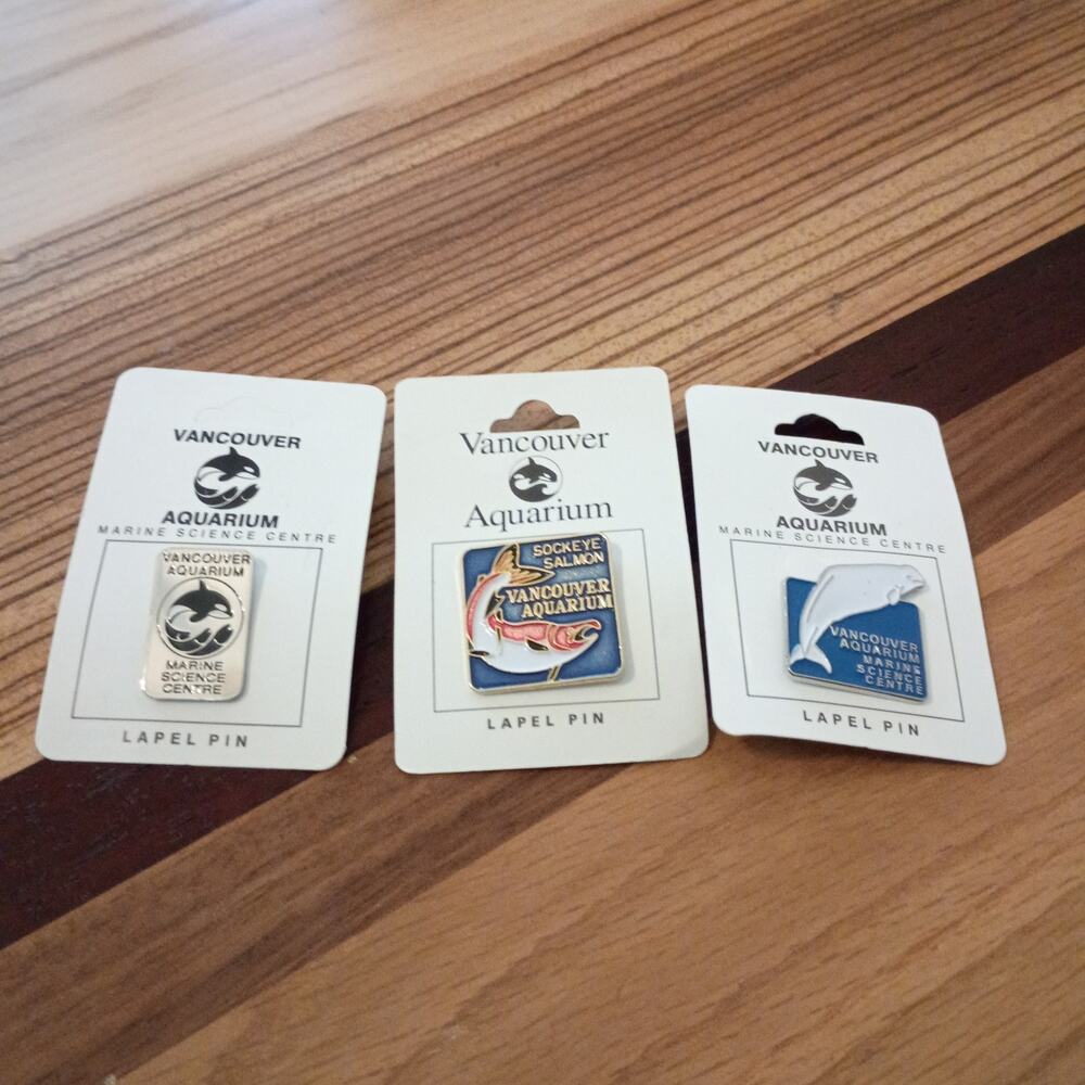 Vancouver Aquarium Lapel Pins Lot of 3 Beluga Whale Sockeye Salmon Museum